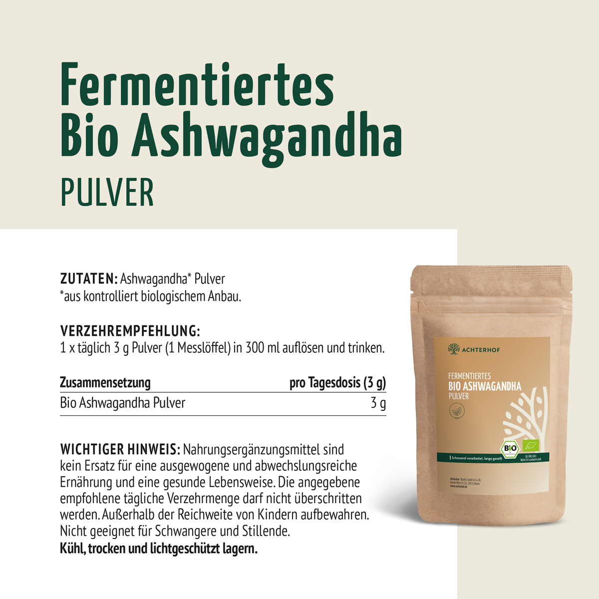 Bio Ashwagandha fermentiert (250g)