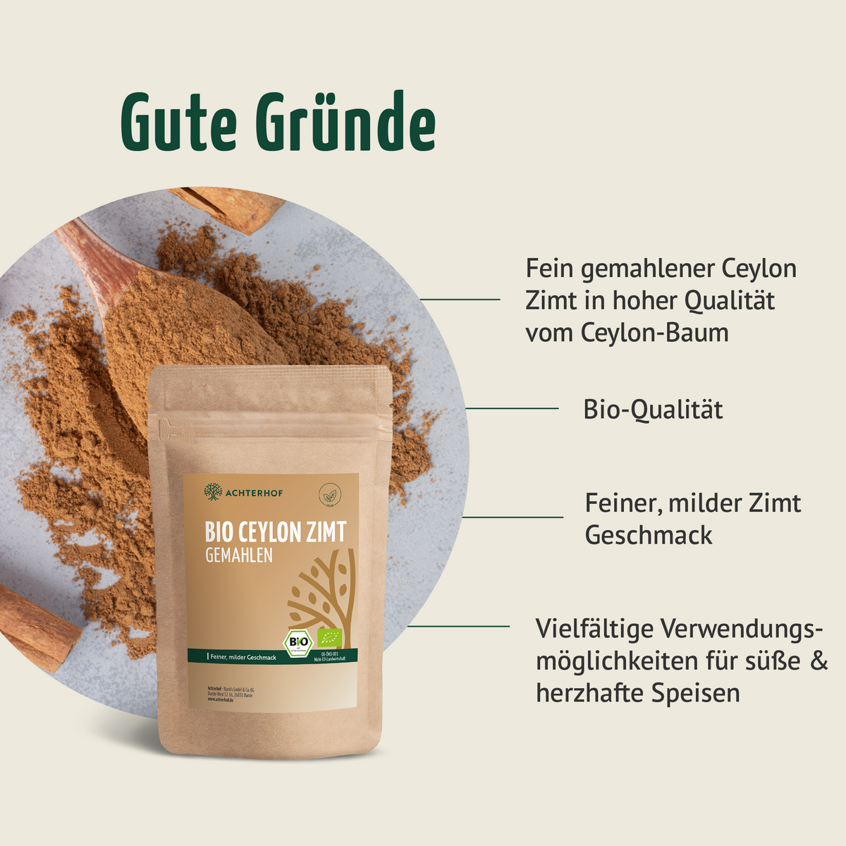 Bio Ceylon Zimt gemahlen (100g)
