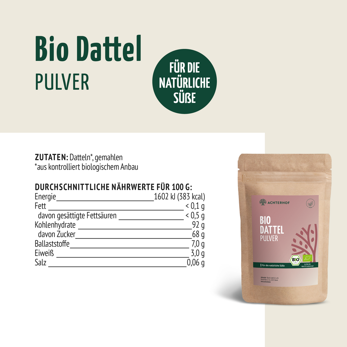 Bio Dattel Pulver (250g)