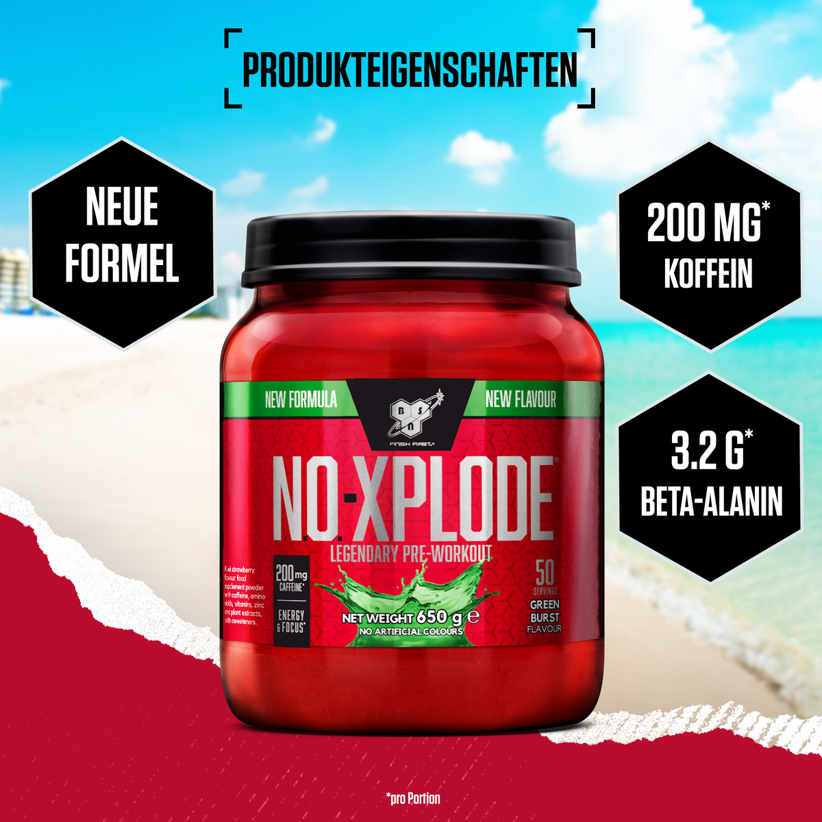 N.O.-Xplode Legendary (650g) Green Burst (Kiwi Strawberry)