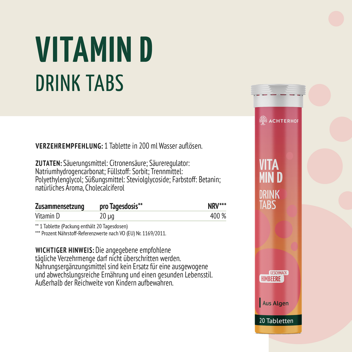 Vitamin D Drink Tabs (20 Brausetabletten)