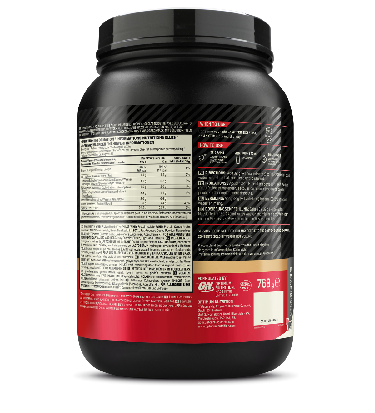 100% Whey Gold Standard (780g) Chocolate Hazelnut