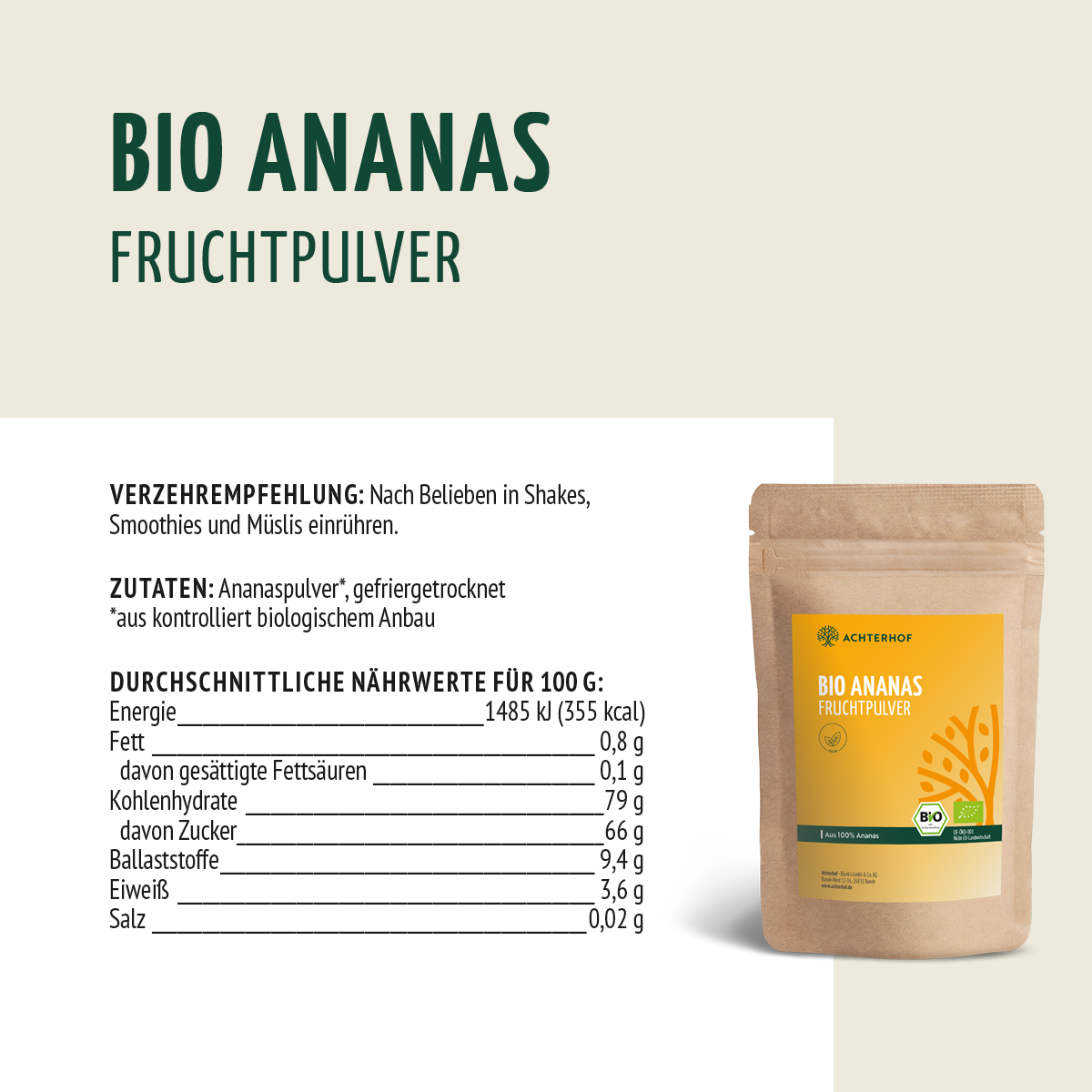 Bio Ananas Fruchtpulver (250g)