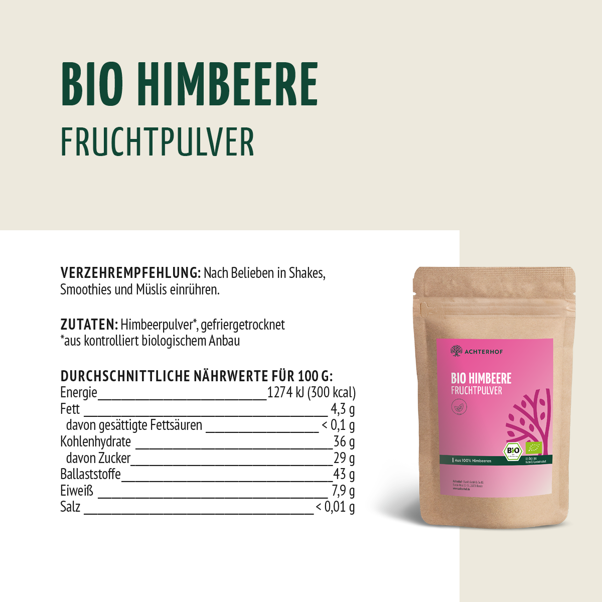 Bio Himbeere Fruchtpulver (250g)