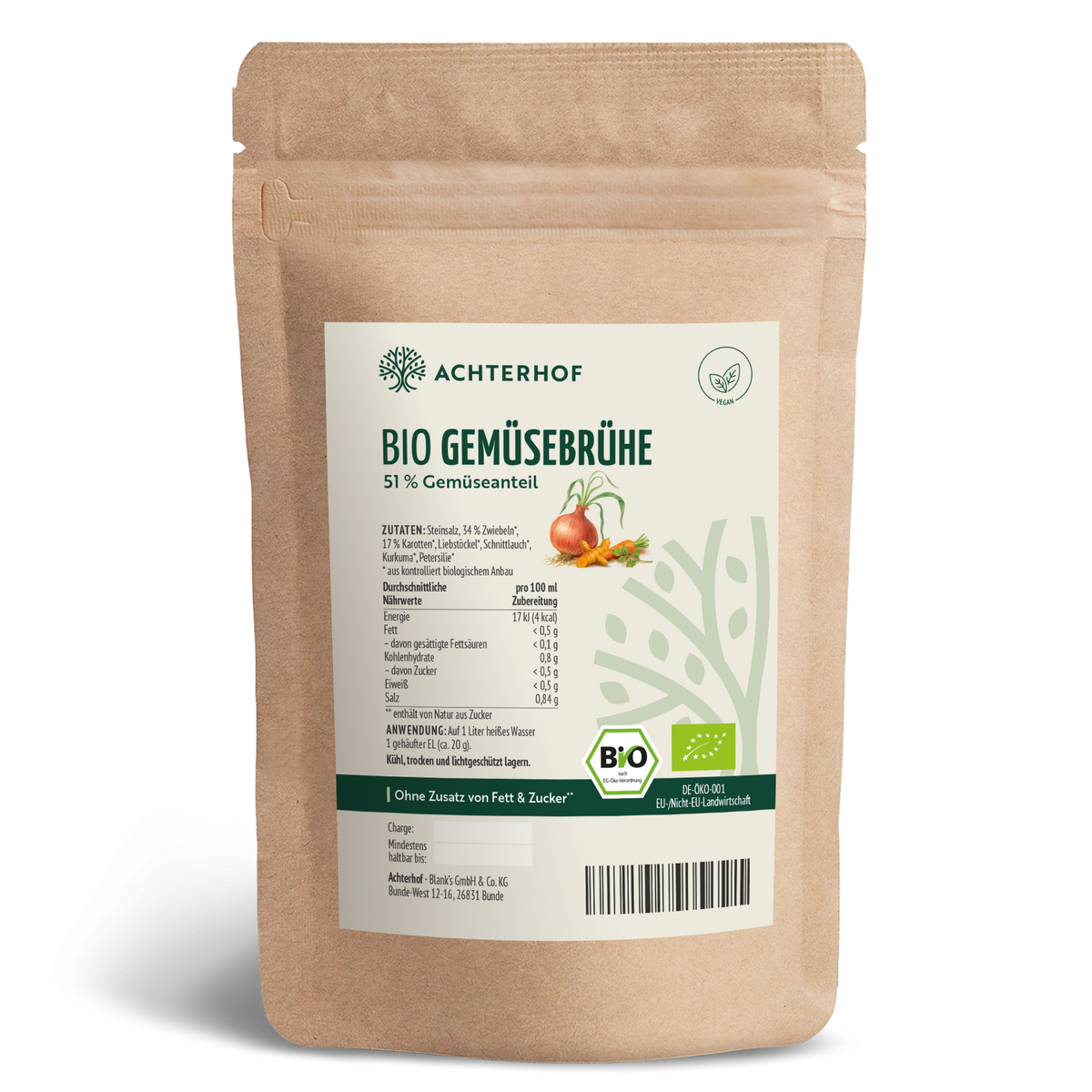 Bio Gemüsebrühe mit 51% Gemüseanteil (500g)