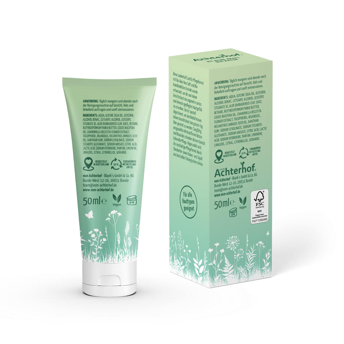 Gesichtscreme mit Bio Aloe Vera Saft und Bio Kamillenblütenextrakt (50ml)