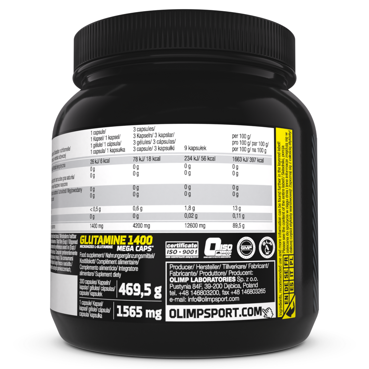 Glutamine Mega Caps 1400 (300 Kapseln)