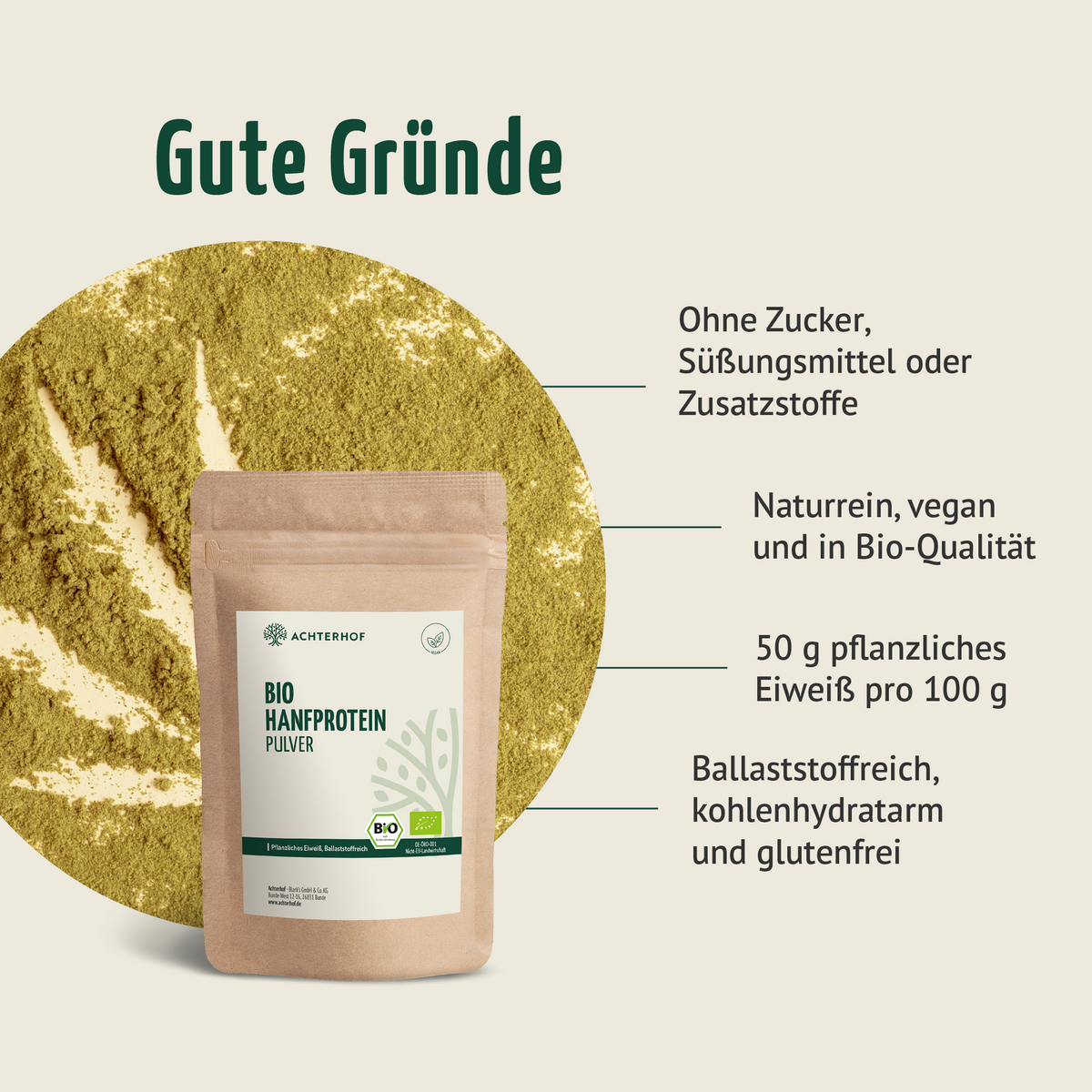 Bio Hanfprotein Pulver (500g)