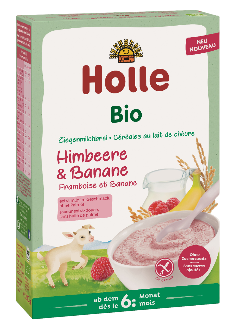 Bio-Milchbrei aus Ziegenmilch ab dem 6. Monat (8x200g) Himbeere