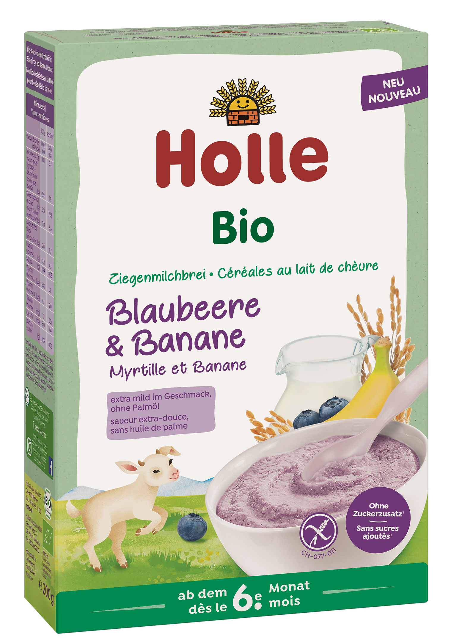Bio-Milchbrei aus Ziegenmilch ab dem 6. Monat (8x200g) Blaubeere