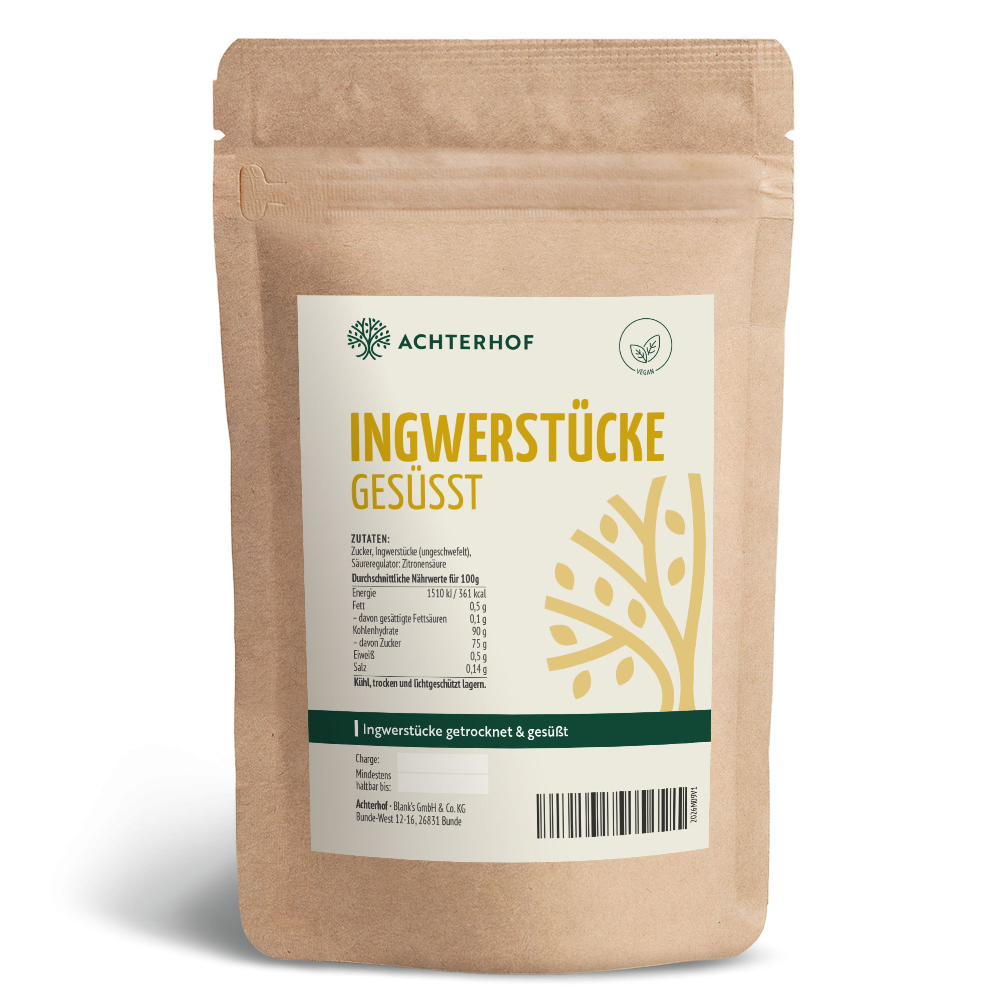Ingwerstücke gesüßt (250g)