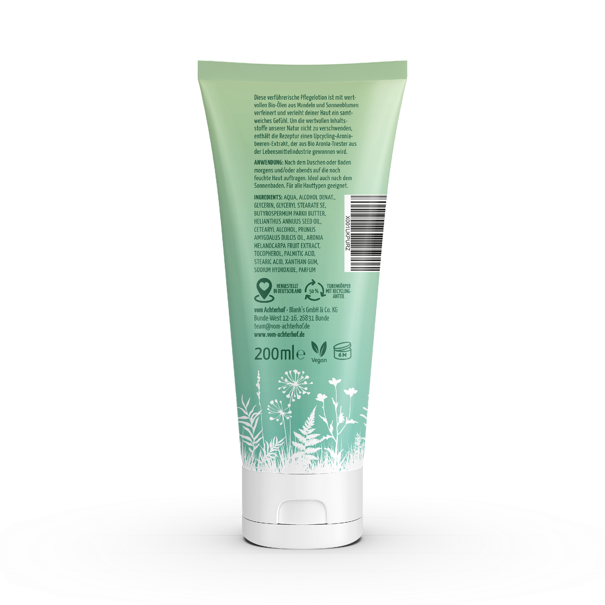 Körperlotion mit Bio Sonnenblumenöl + Bio Mandelöl und Bio Aroniabeerenextrakt (200ml)