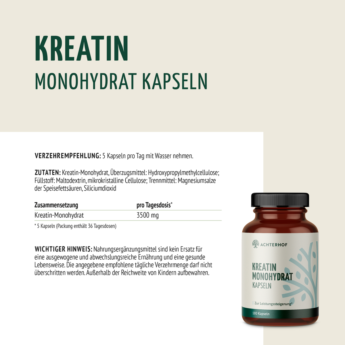 Creatine Monohydrate (180 Kapseln)