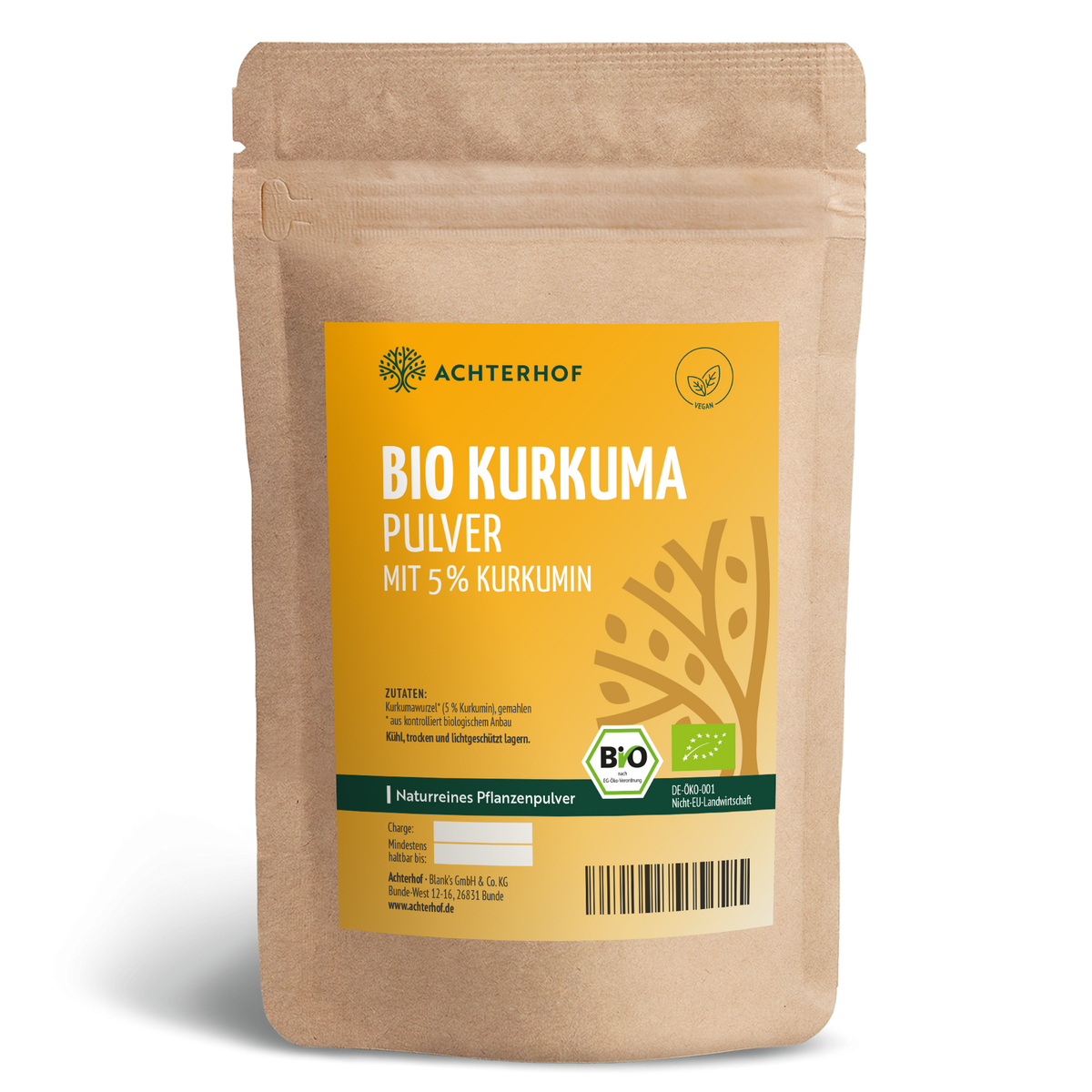 Bio Kurkuma Pulver 5% Curcumin (500g)