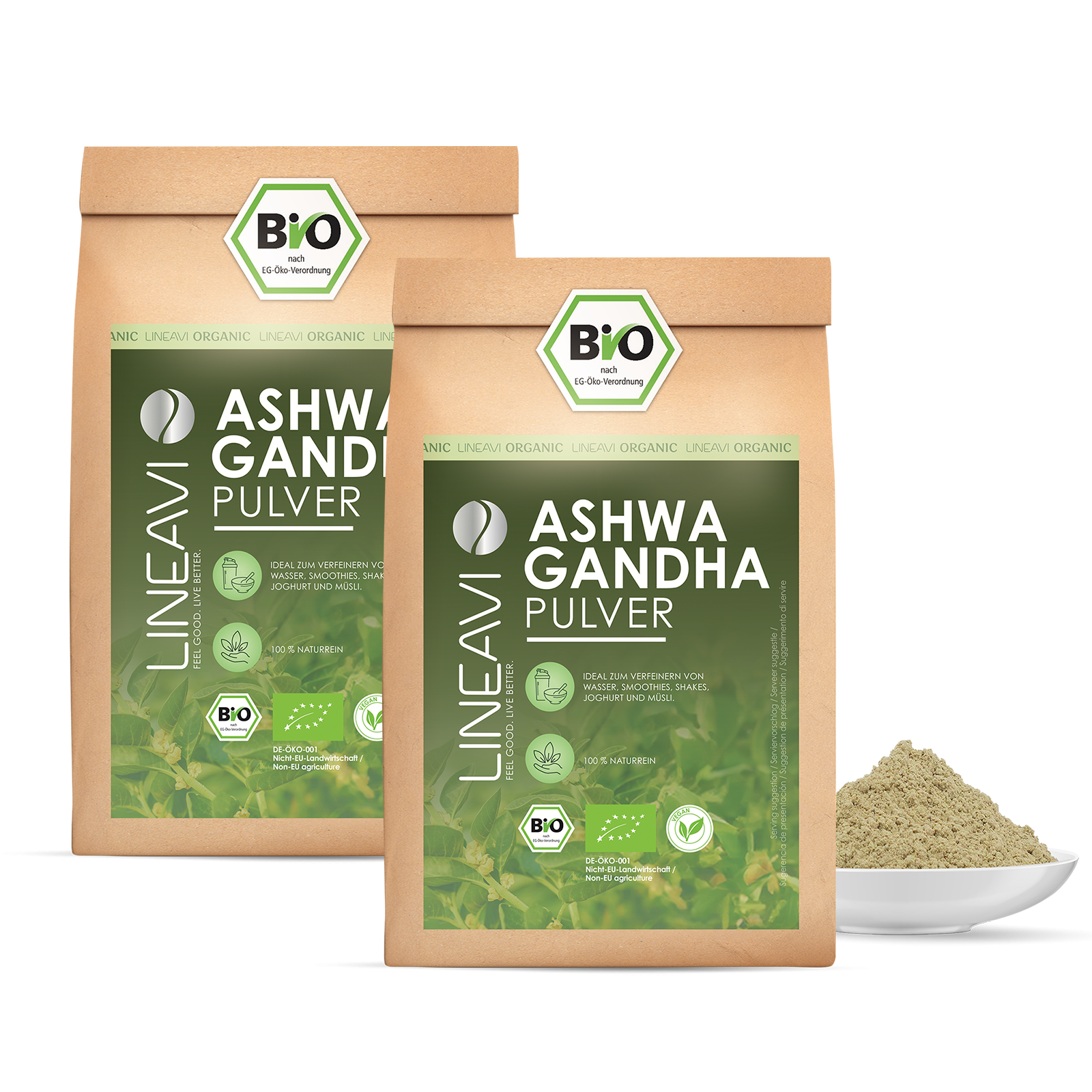 Doppelpack: Bio Ashwagandhapulver (2x1000g)
