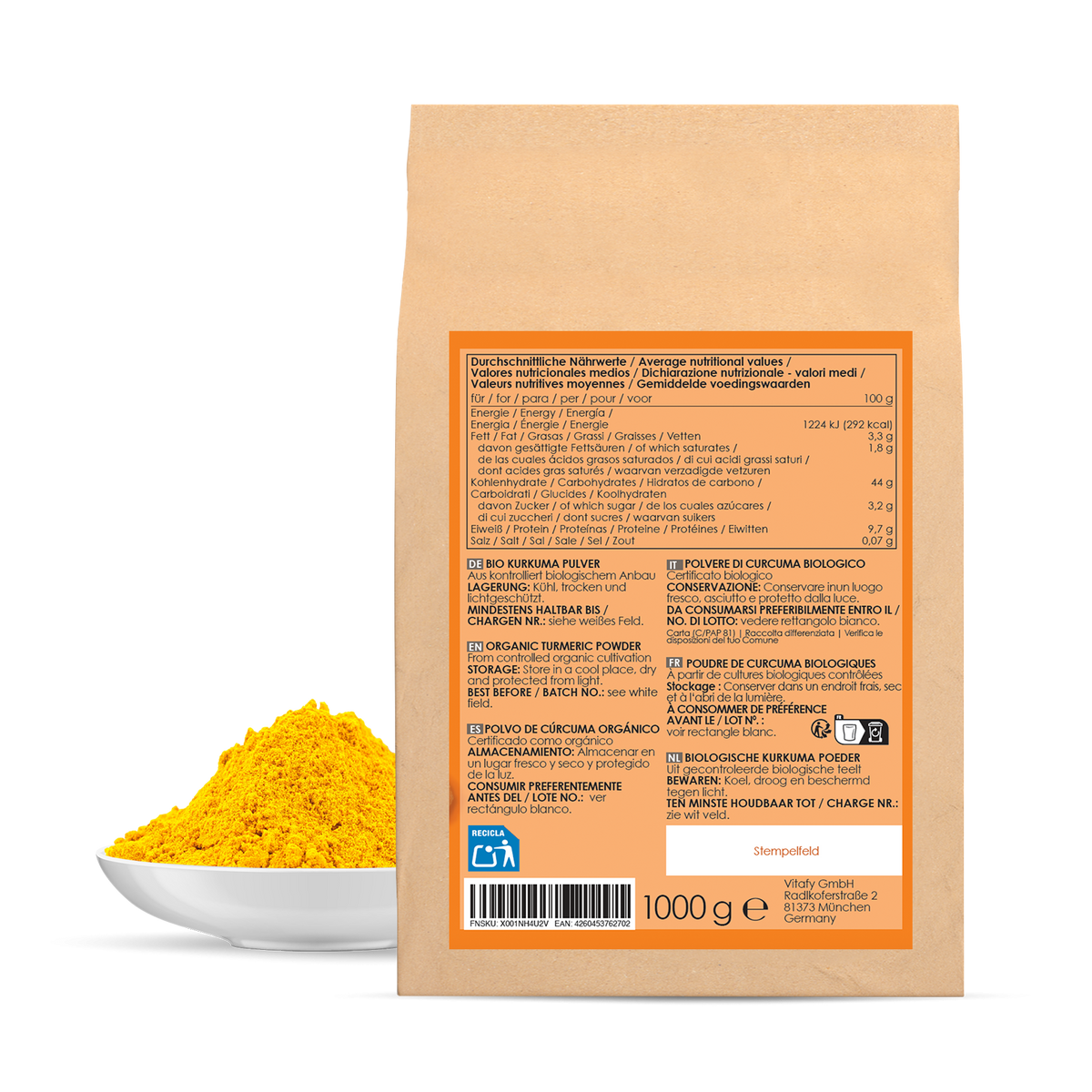 Bio Kurkumapulver (1000g)