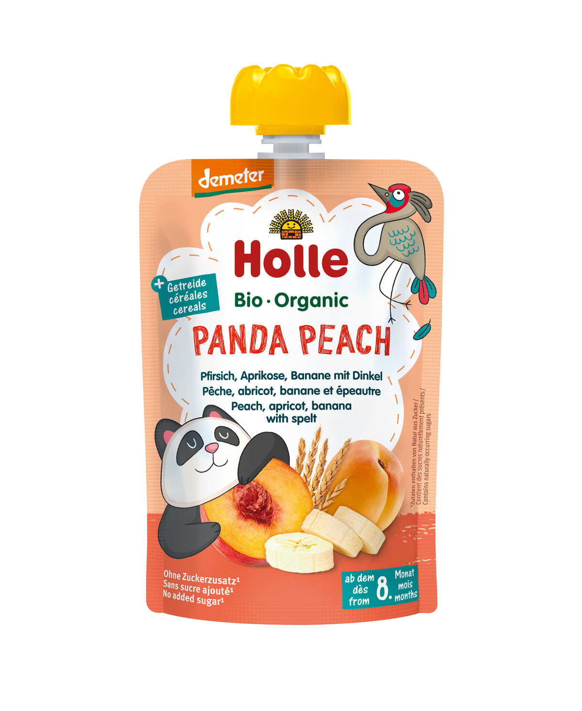 Demeter Pouchy ab dem 8. Monat (90g) Pfirsich, Aprikose & Banane mit Dinkel