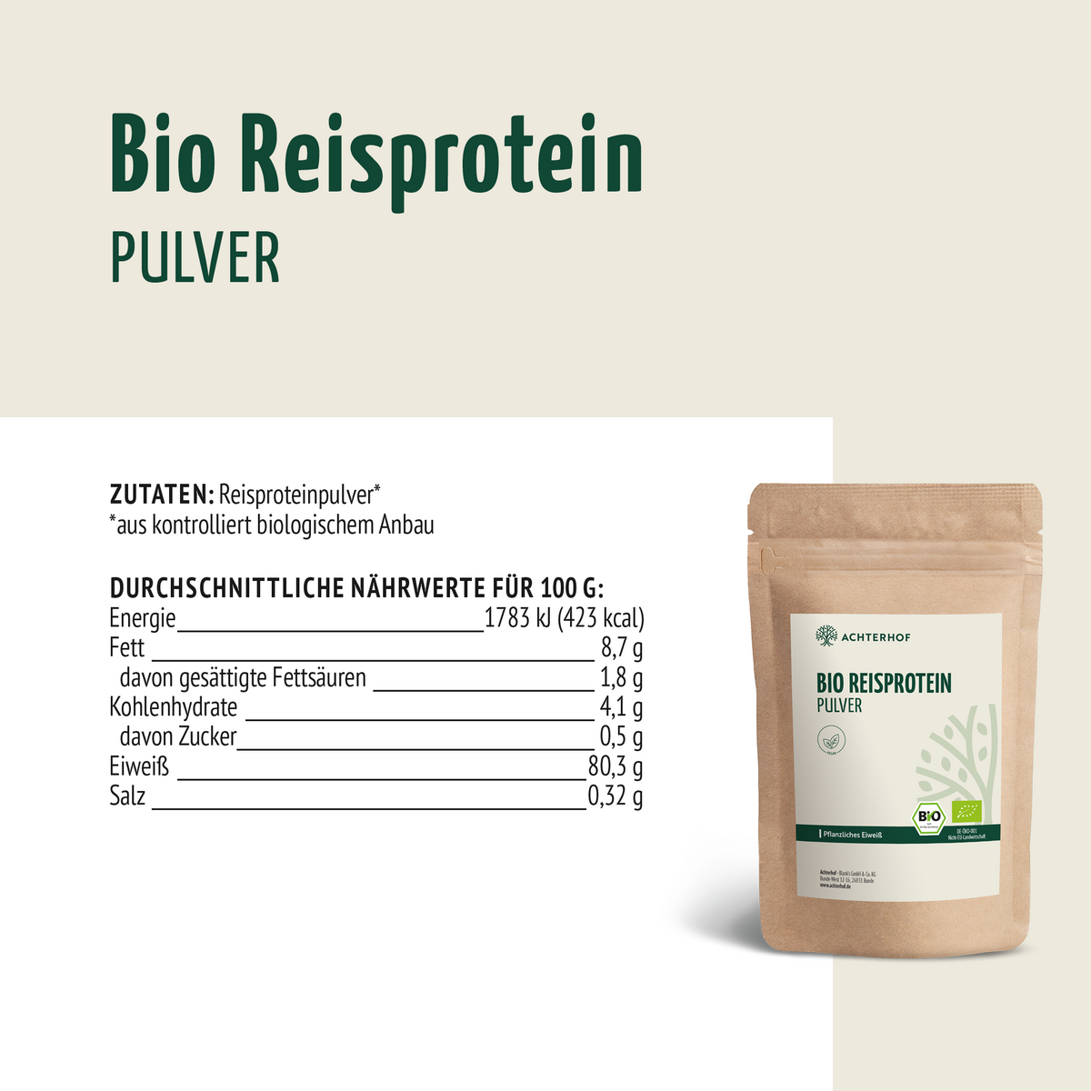 Bio Reisprotein Pulver (250g)