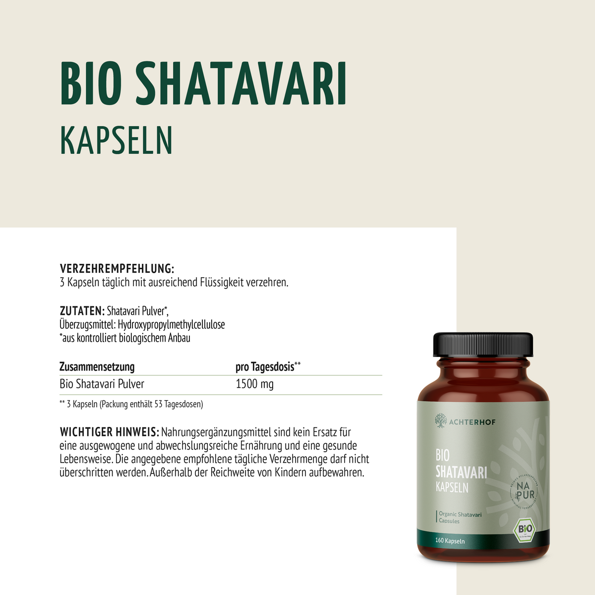 Bio Shatavari Kapseln (160 Kapseln)