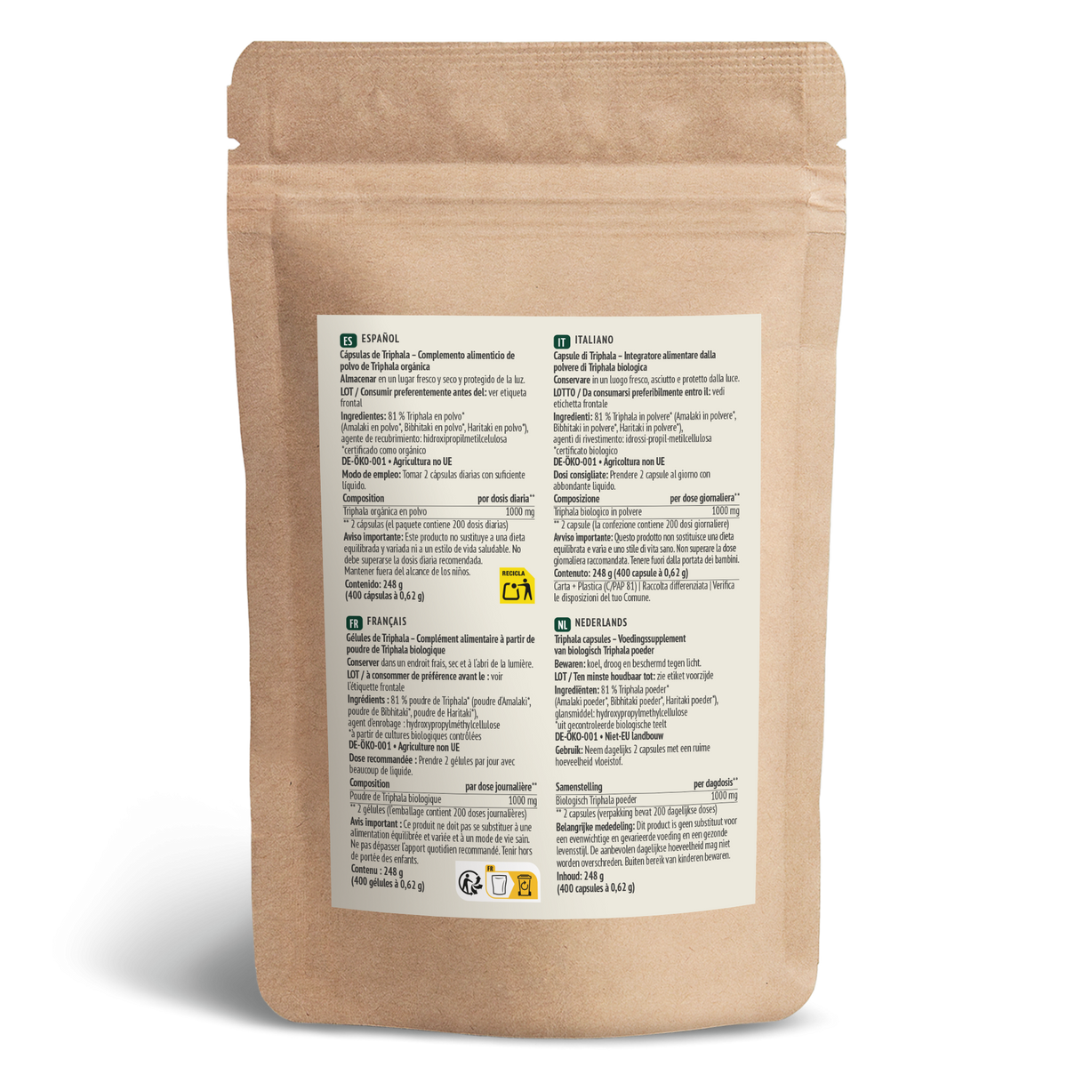 Bio Triphala Kapseln Nachfüllpack (400 Kapseln)