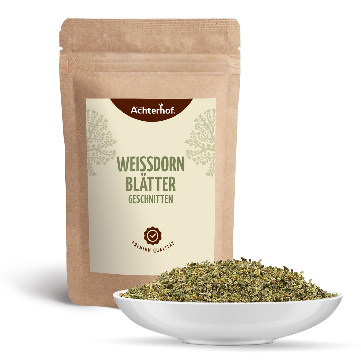 Weißdornblätter mit Blüten geschnitten (250g)