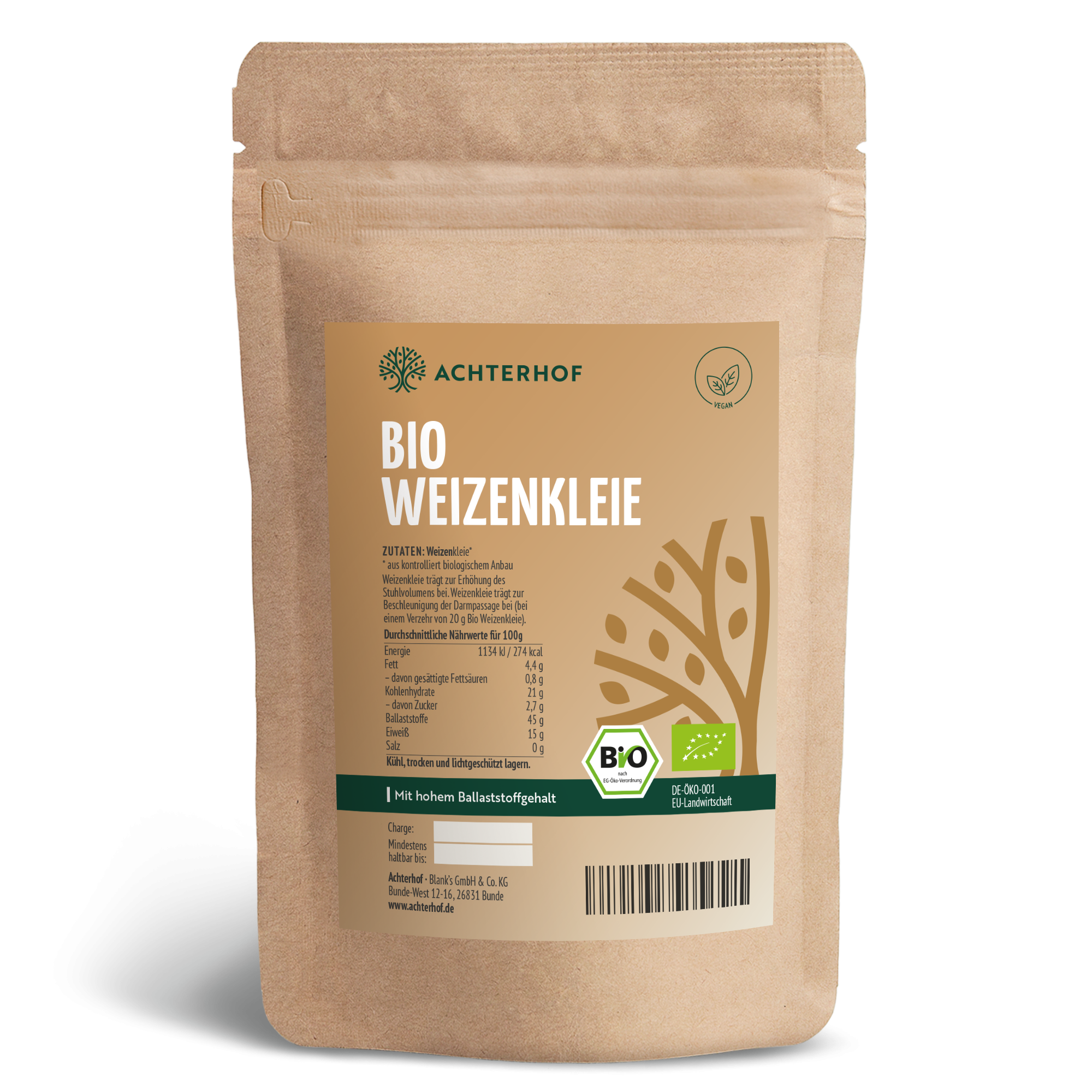 Finnische Bio Weizenkleie (1000g)
